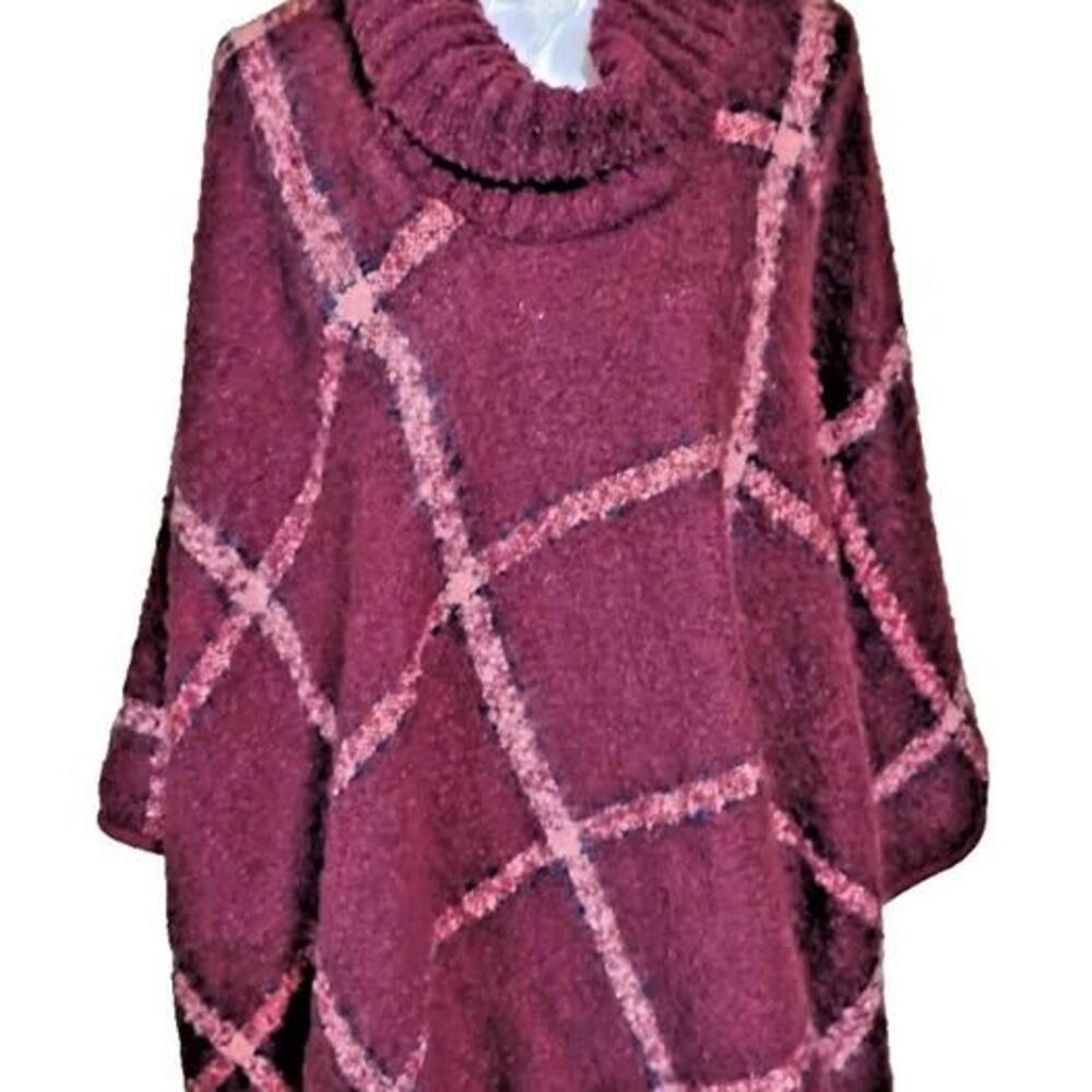 Established 1946 Women Red Poncho OSFA Super cozy Classic flowy, Classic Retro